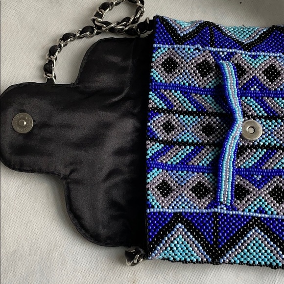 Gorgeous handbeaded purse chain blue